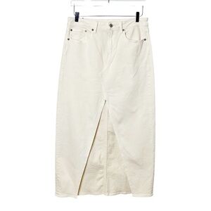 American Eagle Cream Low Rise Maxi Women’s Denim Split Front Skirt Sz 6